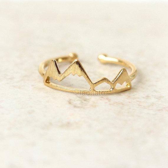 10pcs Gold/Silver Handmade Mountain Peak Ring Mountain Top Ring Mountain Valley Jewelry Gift For Friends