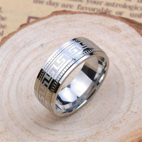 Fashion Ring Accessories Simple Black Great Wall Rotated Men Male Titanium Ring 316L Stainless Steel Rings