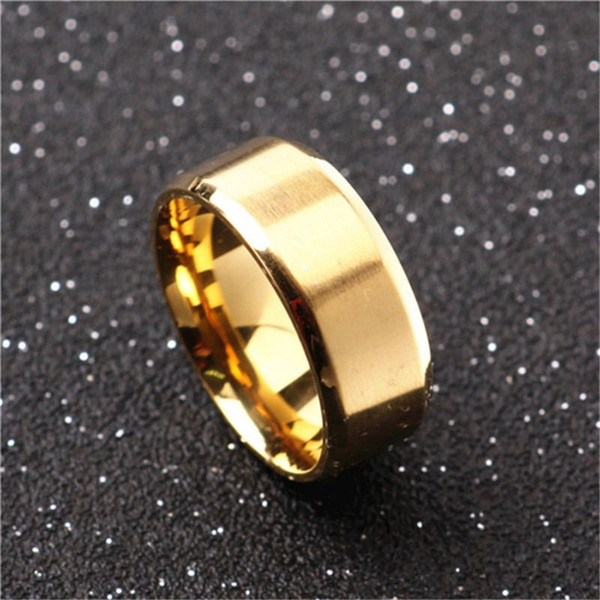 8mm Stainless Steel Rings Wedding Bands for Womens & Mens Plain Band Ring for Men,Black/Gold Plated/Silver