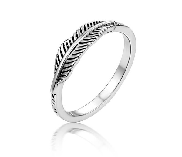 Handmade Unique 925 sterling Silver Feathers Rings For women gilrs Graceful Silver Retro Ring wife Gifts