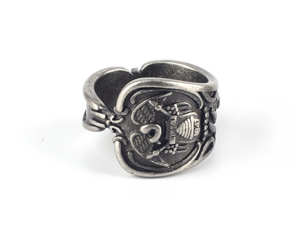 Handmade Punk Rock Style Men's Titanium Steel antique Ring engagement Wedding Vintage (Antique Silver Plated)