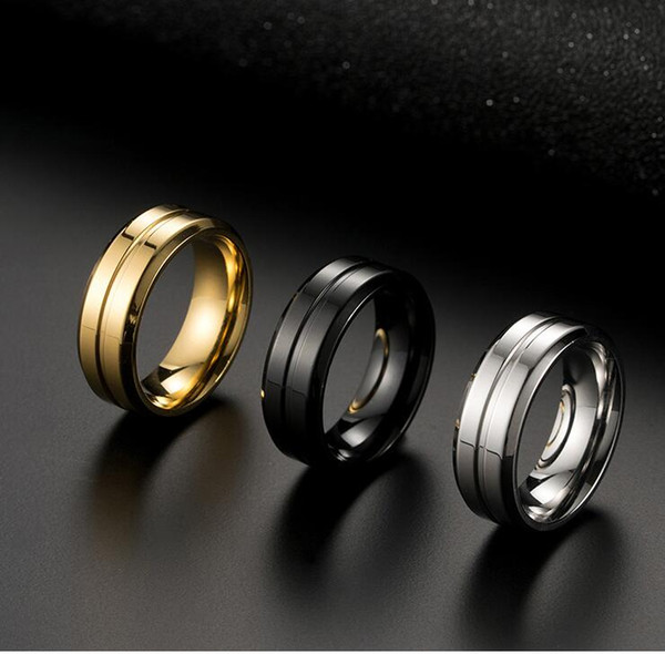 8mm Gold Color Tungsten Carbide Wedding Band Ring for man High Polished Finish Grooved Center Comfort Fit Size 7 -13