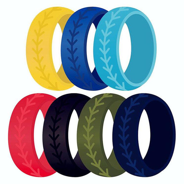 Fashion Food Grade O rings Silica Silicone Ring Set 7PCS Hypoallergenic Cool Modern Athletic Mens Womens 5 Designs Available