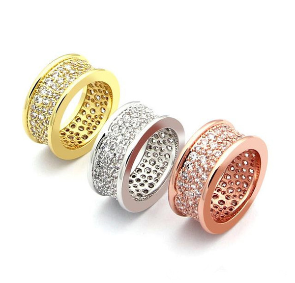 Famous Brand Rings Rose Gold Coil Spring Diamond Rings High Quality Titanium Stainless Steel Silver 18K Gold Tricyclic BV Couple Band Rings