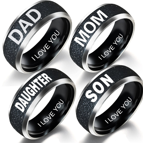 Stainless Steel I Love you Rings love Dad Mom Son Daughter Love Ring Family Fashion Designer Rings Jewelry