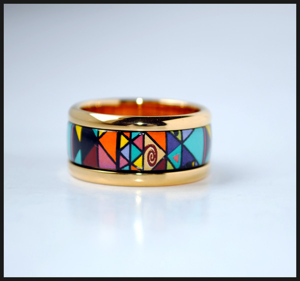 Geometric Fantasy Series rings 18K gold-plated enamel rings Top quality ring for women band rings for gift