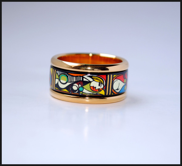 Woman Before a Mirror Series rings 18K gold-plated enamel rings Top quality ring for women band rings for gift