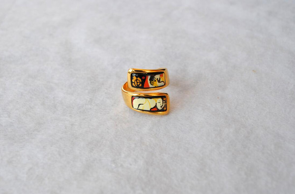 Dreams and Roses Series rings 18K gold-plated enamel rings Top quality double curved ring for women band rings for gift