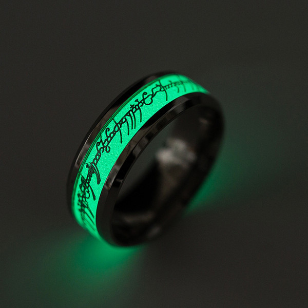 The Lord of Rings Fluorescent Glowing Logo Finger Rings Glow In The Dark Gold Silver Pattern Rings Lort