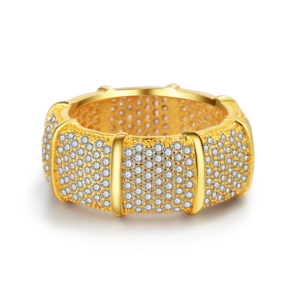 Hip Hop Ring All Iced Out High Quality Micro Pave CZ Rings Women & Men Gold crystal Ring For Love Gift