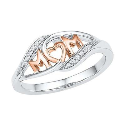 Fashion Love Mum 925 - Silver Ring Two Tone 18k Rose Gold MOM Character Diamond Jewelry Family Birthday Best Gift for Mother Mummy Party Ban