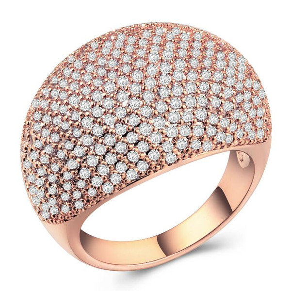 high quality brand new couple wedding rings for Luxury starry ring full of zircon copper gold-plated silver fashion jewelry ring