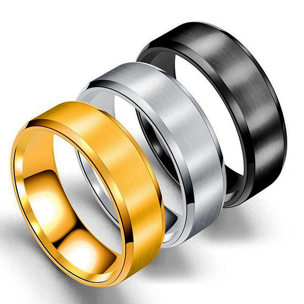 Stainless Steel Blank Ring Gold Black Matt Art Ring Band Rings Women Men Fashion Jewelry Will and Sandy Drop Ship