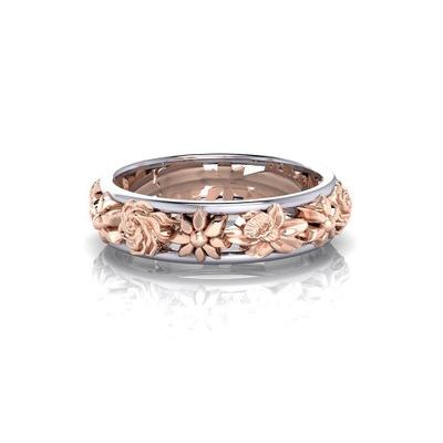 Rose Gold Plant Flower Ring Band Rings Finger Ring Fashion Jewelry for Women Christmas Gift Will and Sandy Drop Shipping