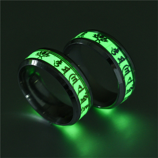 Luminous Buddhist Ring Titanium Steel Glowing In The Dark Wedding Engagement Rings For Women Men Jewelryluxury designer jewelry women rings