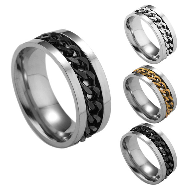 Stainless Steel Removable Spin Chain Ring Nail ring Gold Chain Rings for Women Men Jewelry Will and Sandy DROP SHIP 080172