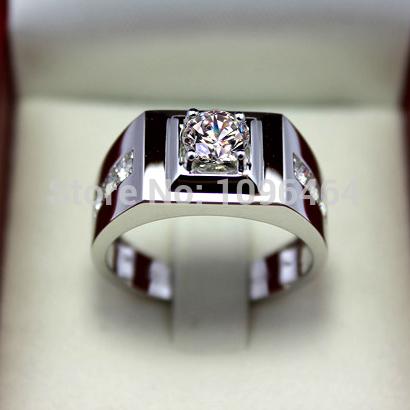 925 Sterling Silver Ring 18K Gold Plated Male Silver Diamond Simulation Ring With Man Domineering Personality