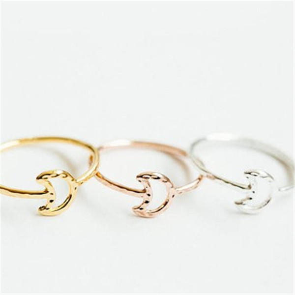 The latest elements rings for girls crescent moon knuckle rings Gold-color rings for women mixed color wholesale