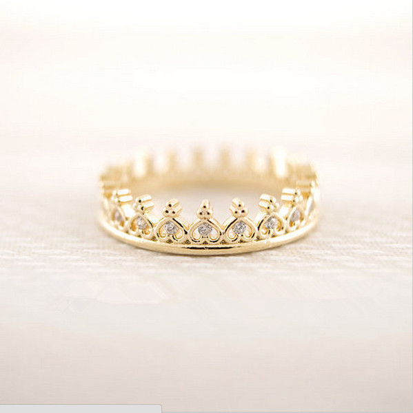 wholesale 10 pce/lot mix color New Wedding Jewelry k-pop Cz Crown Ring Finger Rings Free Shipping