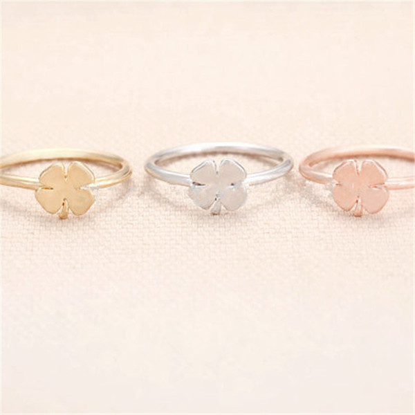 2018 Fashion a clover rings lovely luck rings Gold-color rings for women wholesale and mixed color