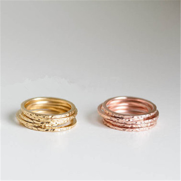 2018 Fashion Plain ring The latest elements simple grain ring,surface uneven rings Gold-color rings for women