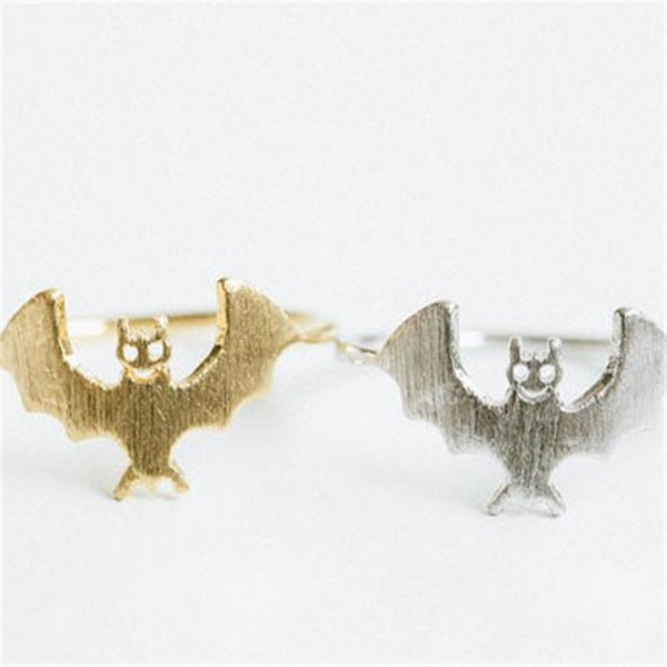 The latest elements rings for girls Cute bat batman ring Gold-color rings for women wholesale and mixed color