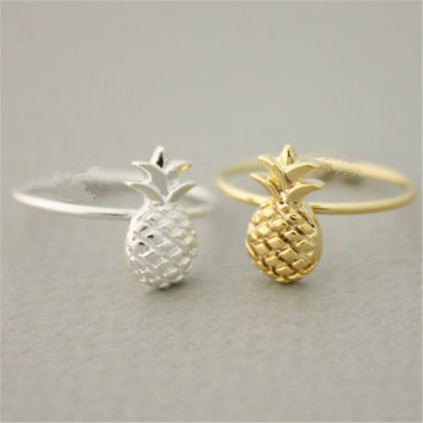 The latest elements rings for girls fruit pineapple rings Gold-color pineapple rings shape design for women