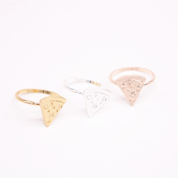 The latest elements multicolor ring Food shape rings for girls pizza rings Retail and wholesale mix