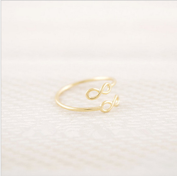 wholesale 10 pce/lot mix color Rings Gold Silver Infinity Midi Rings Adjustable Gift For Women Free Shipping