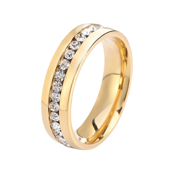 316L Titanium Ring,Fashion Womens Steel Ring Wholesale,Titanium Material on Gold Plated,Titanium Crystal Ring OTR27