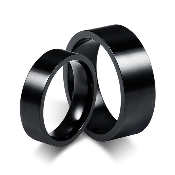 ORSA New Fashion Titanium Steel Couple Rings High Quality Black Plated Titanium Rings for Women Men OTR86