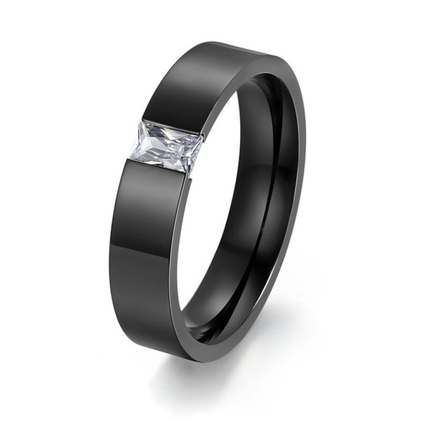 ORSA New High Quality Titanium Steel Rings with Square Crystal Wedding Engagement Rings for Men OTR78