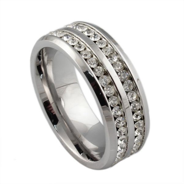 ORSA Luxury Brand Jewelry Titanium Steel Ring for Men Rhinestone Crystal Jewelry Accessories Free Shipping OTR29