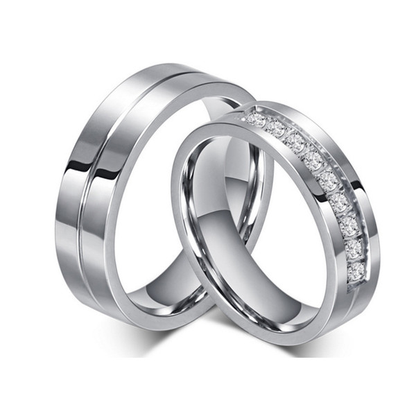 ORSA Jewelry Silver Bridal Bands for Women Men Couple Ring Stainless Steel Wedding Jewelry OTR213