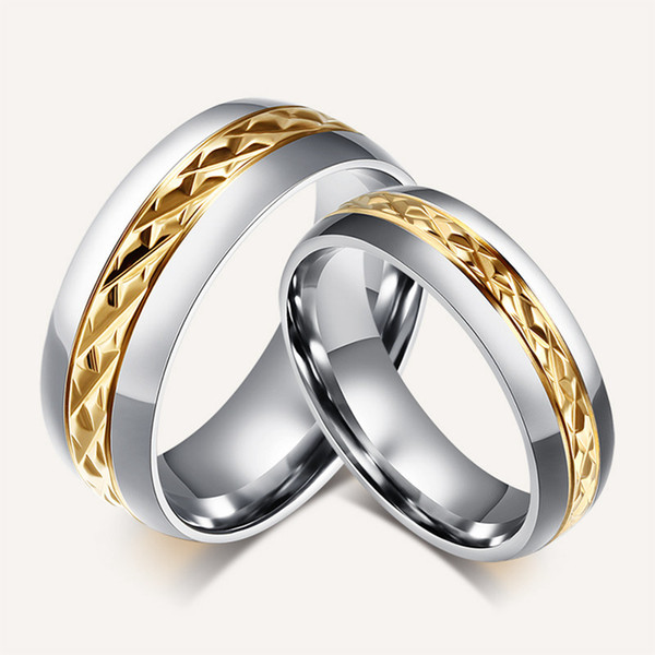 ORSA Hot Sale Simple Titanium Steel 18K Gold Plated Couple Rings for Women Men Wedding Ring Jewelry OTR70