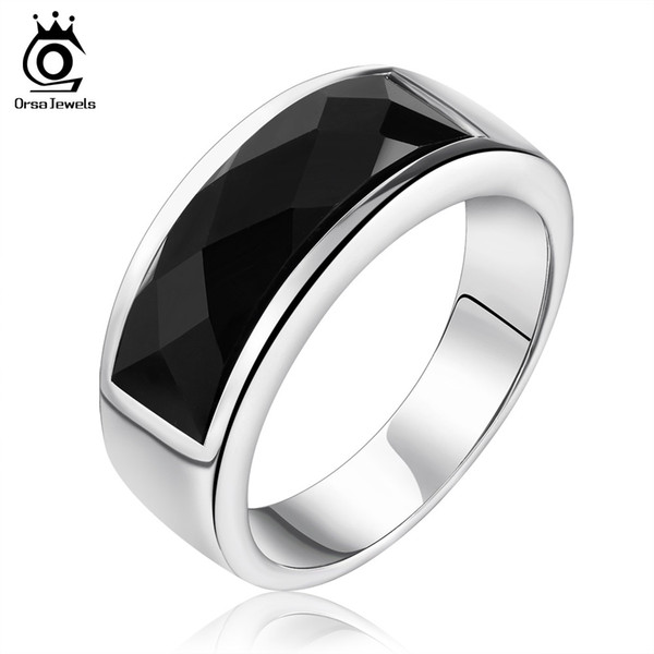Orsa Jewelry New Arrival,Wholesale Titanium Ring,Black Agate Wholesale Ring For Girl Stainless Steel Ring OTR05