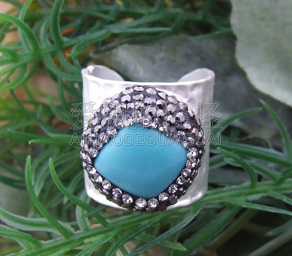 R010814 Blue Stone Cuff Ring