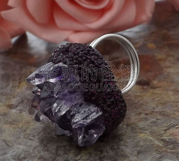 R052514 30x31MM Natural Stone Druzy Ring