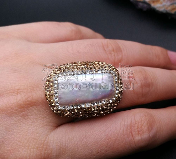 R042811 White Biwa Pearl Macersite Ring