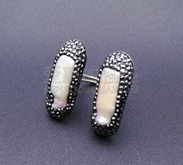 R042812 White Biwa Pearl Black Macersite Ring