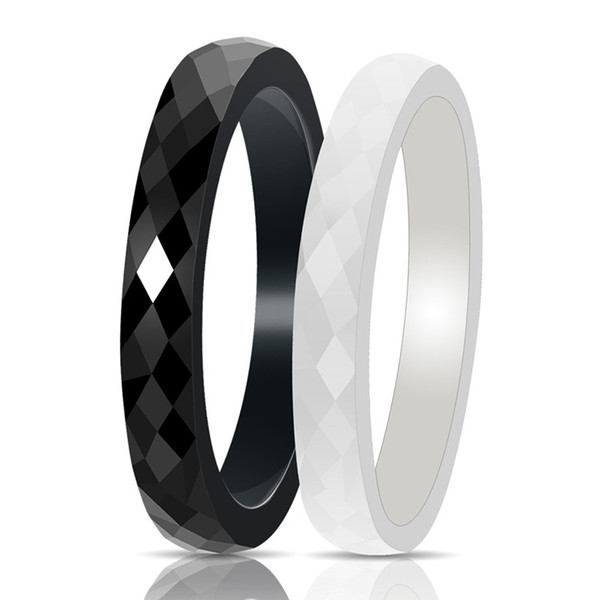 Ceramic Rings Jewelry 2019 New Fashion High Quality Brief Black White Geometric Women Finger Band Rings Wholesale LR078