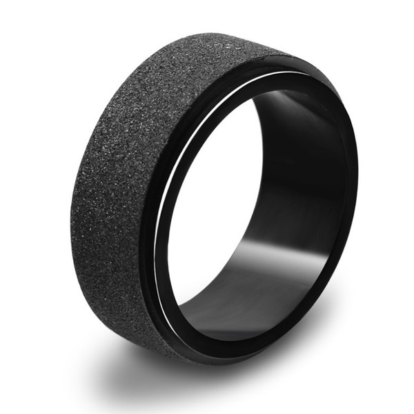 Titanium Steel Rings Fashion Personality High Quality Black Band Rings Wholesale Dull Polish Turnable Stainless Steel Rings LR063