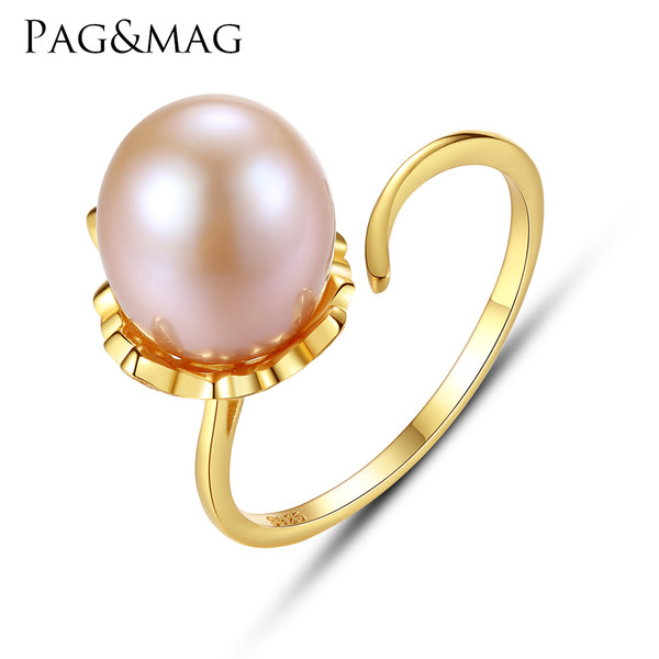 PAG&MAG Newest Exquisite Unique Jewelry Rings Victoria Antique High Quality Water Drop Pearl S925 Silver Resizable Ring for Lady