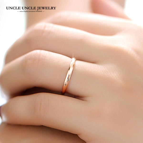 Classic Unisex Ring Rose Gold Color Simple Glossy Thin width 2mm Woman Finger Knuckle Rings Wholesale Fashion Accessories 18krgp Stamp