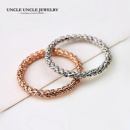 Simple Woman Knuckle Ring Rose Gold Color Screw Flower 2mm Lady Fashion Finger Tail Ring (Gold/Silver) Wholesale