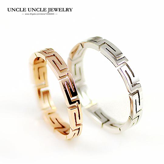 Rose Gold Color Brand Hollow Design Paved G Retro Rome Style Width 2mm Women Finger Knuckle Ring Wholesale Fashion Accessories