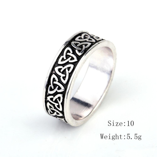 Wholesale Hotsale Viking Celtic Knotwork Trinity Triquetra Ring Irish Knot Full Finger Rings for Men Norse Ethnic Vintage Jewelry