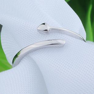 S925 Sterling Silver Jewellery Band Woman's Rings Heart Love Adjustable White Gold Fashion Findings Best Friend Gifts Wholesales Price 1pc