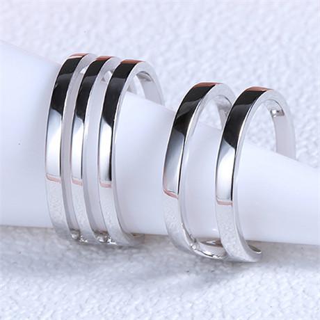 925 sterling silver jewelry men rings lady woman white gold stripe blank smooth couple ring open fashion gifts party fashion for lovers 1pcs