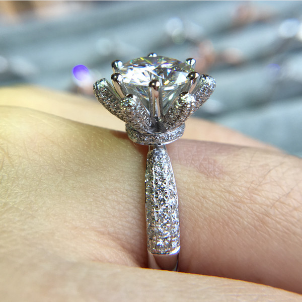 Victoria Wieck Brand Desgin Luxury Jewelry 925 Sterling Silver Rose Gold Round Cut White Topaz CZ Diamond Women Wedding Lotus Flower Ring